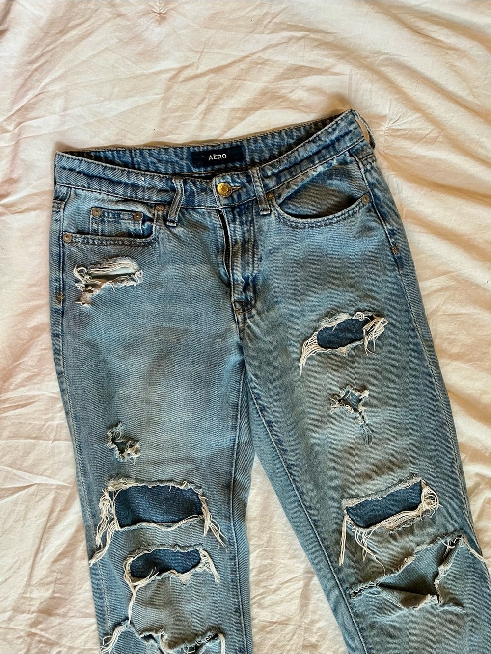 Aero Light Blue Distressed Boyfriend Jeans